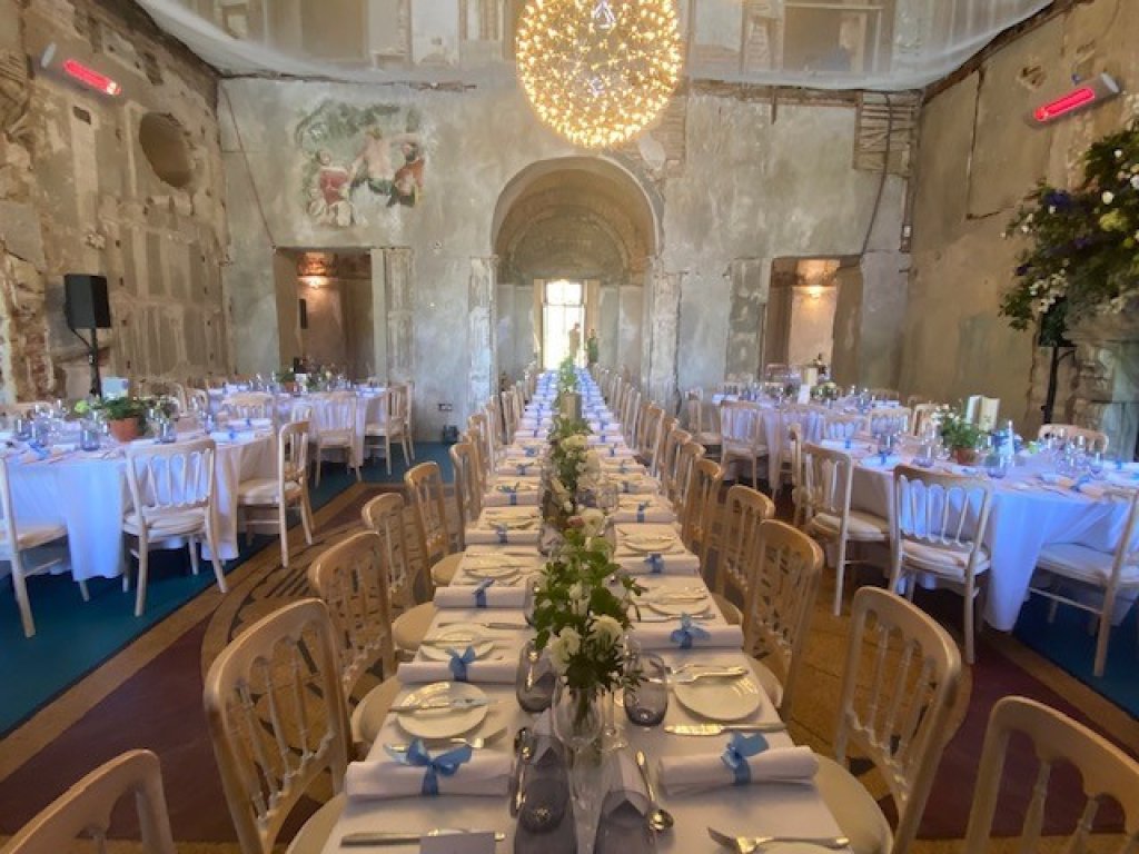 infrared heaters in event space.