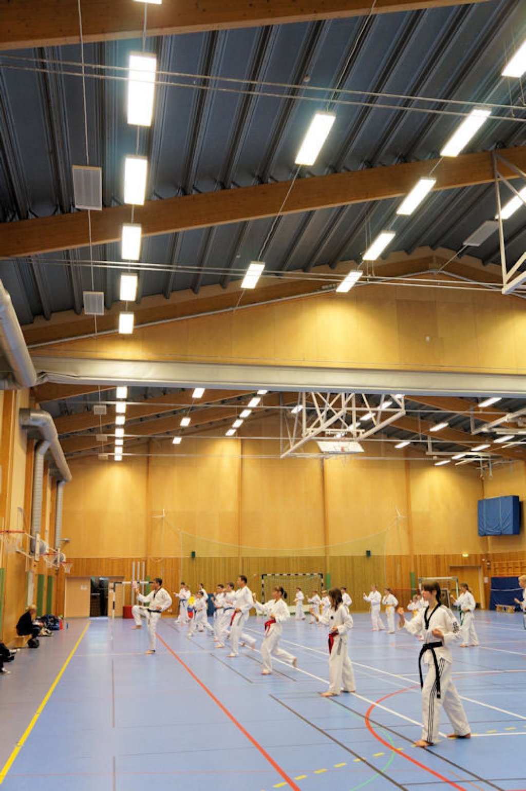 EEZ Medium Wave Infrared heaters in sports hall.