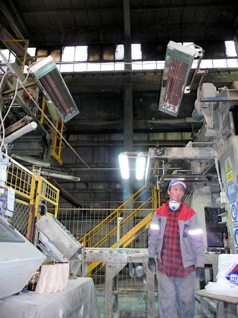 Industrial Infrared heaters in a factory workshop