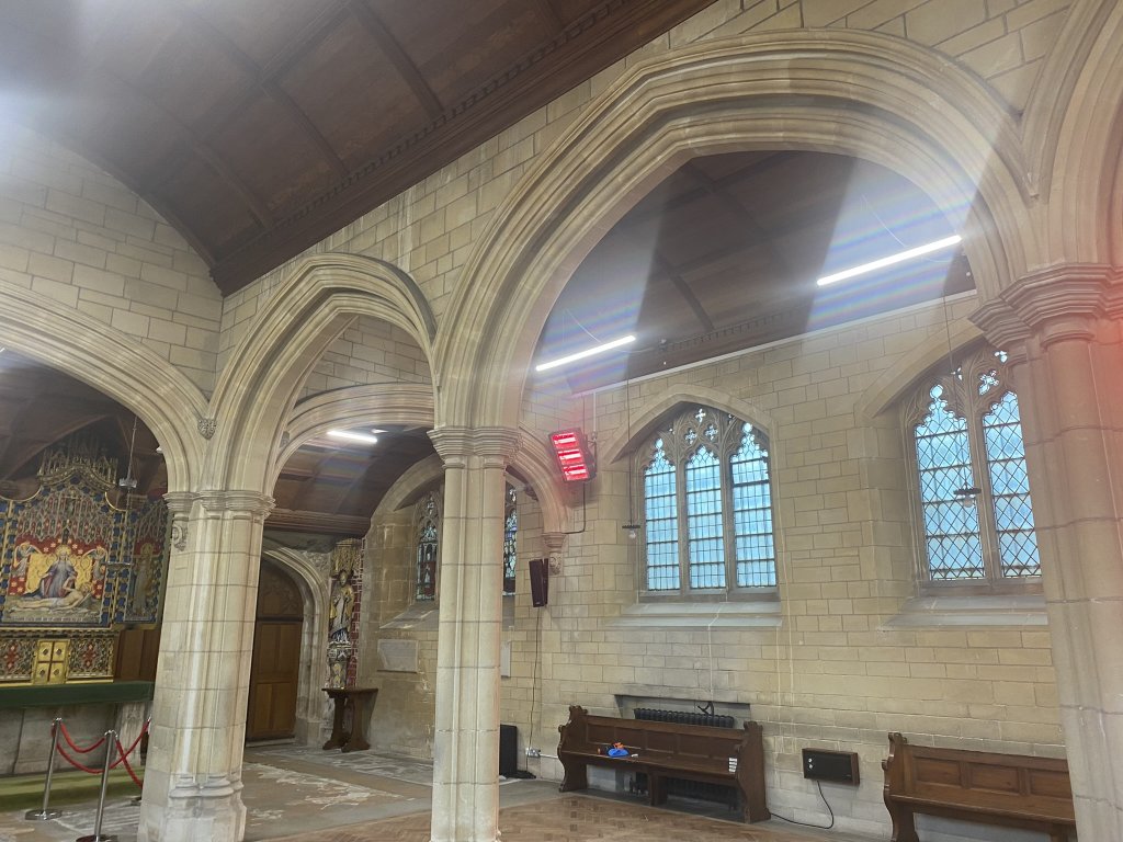 quartz heater in church.