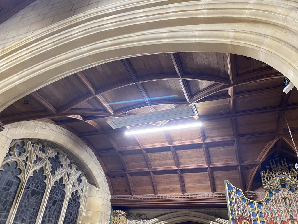 ceiling mounted EEZ infrared heater.