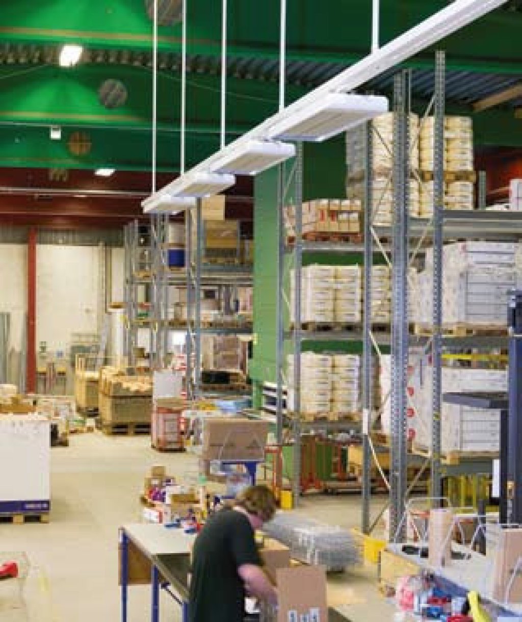 EEZ Medium wave infrared heaters in a packing line in a factory.