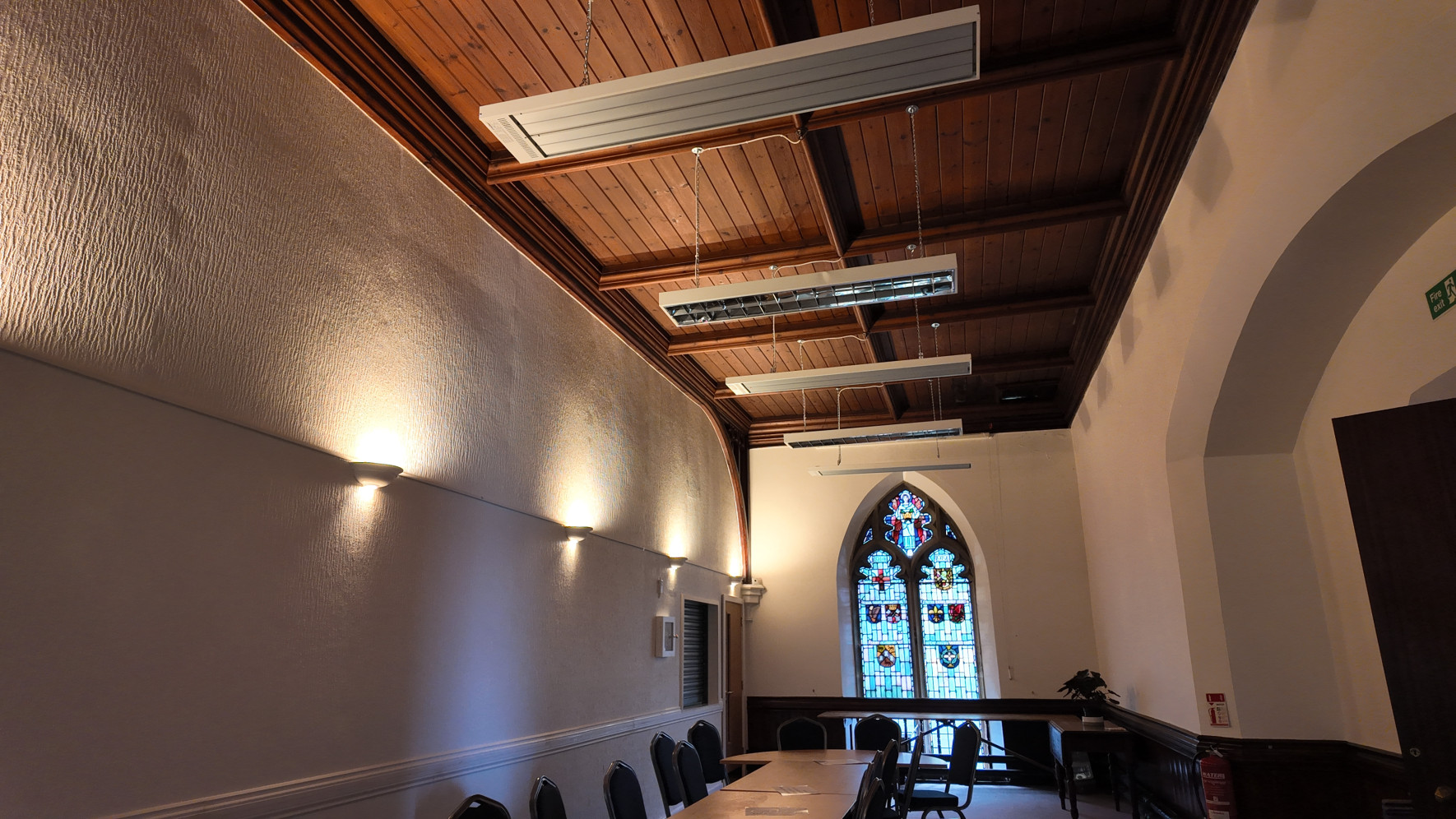 EEZ Medium Wave Infrared Heaters Suspended From Ceiling