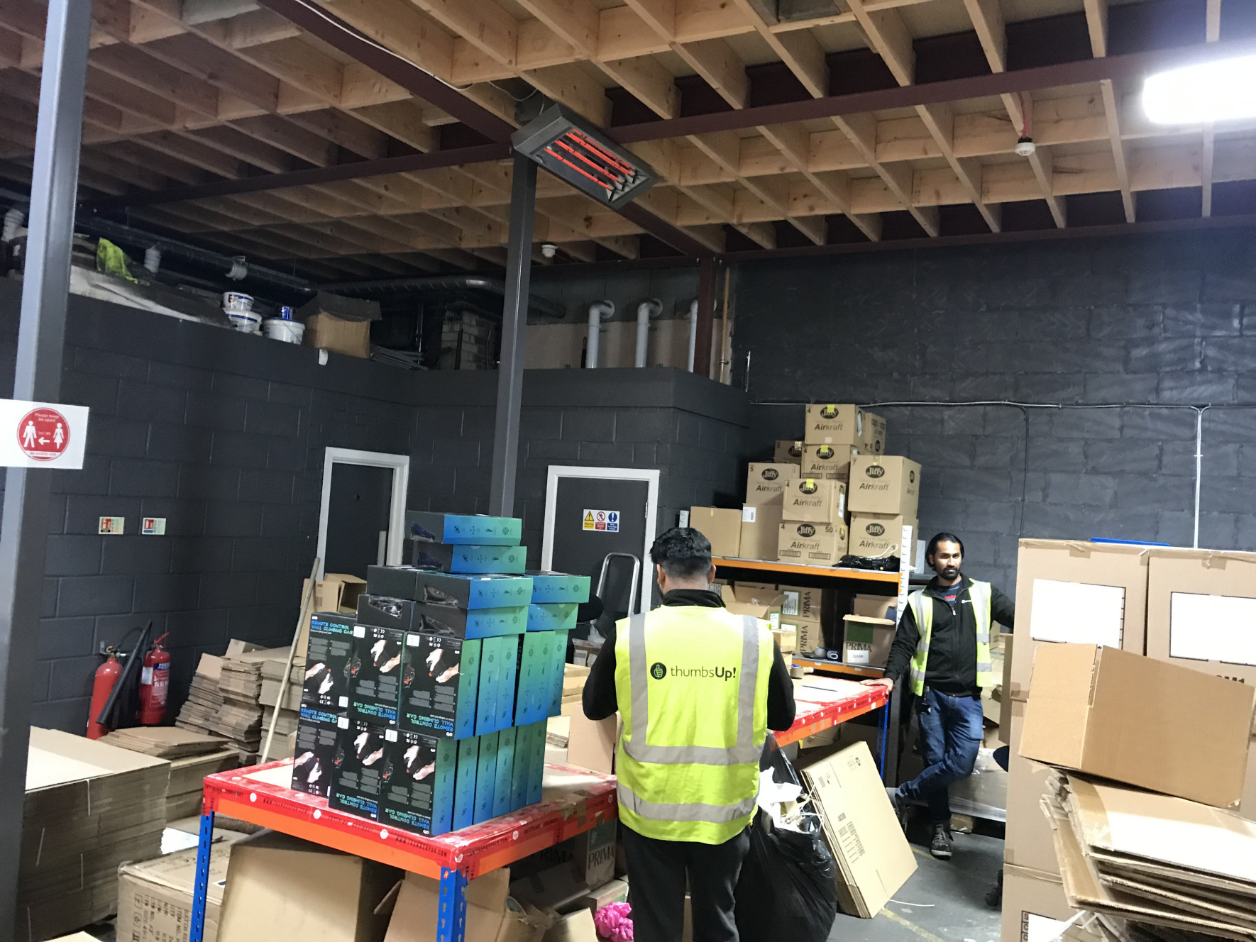 Industrial Infrared heater for packing area in a warehouse for spot heating