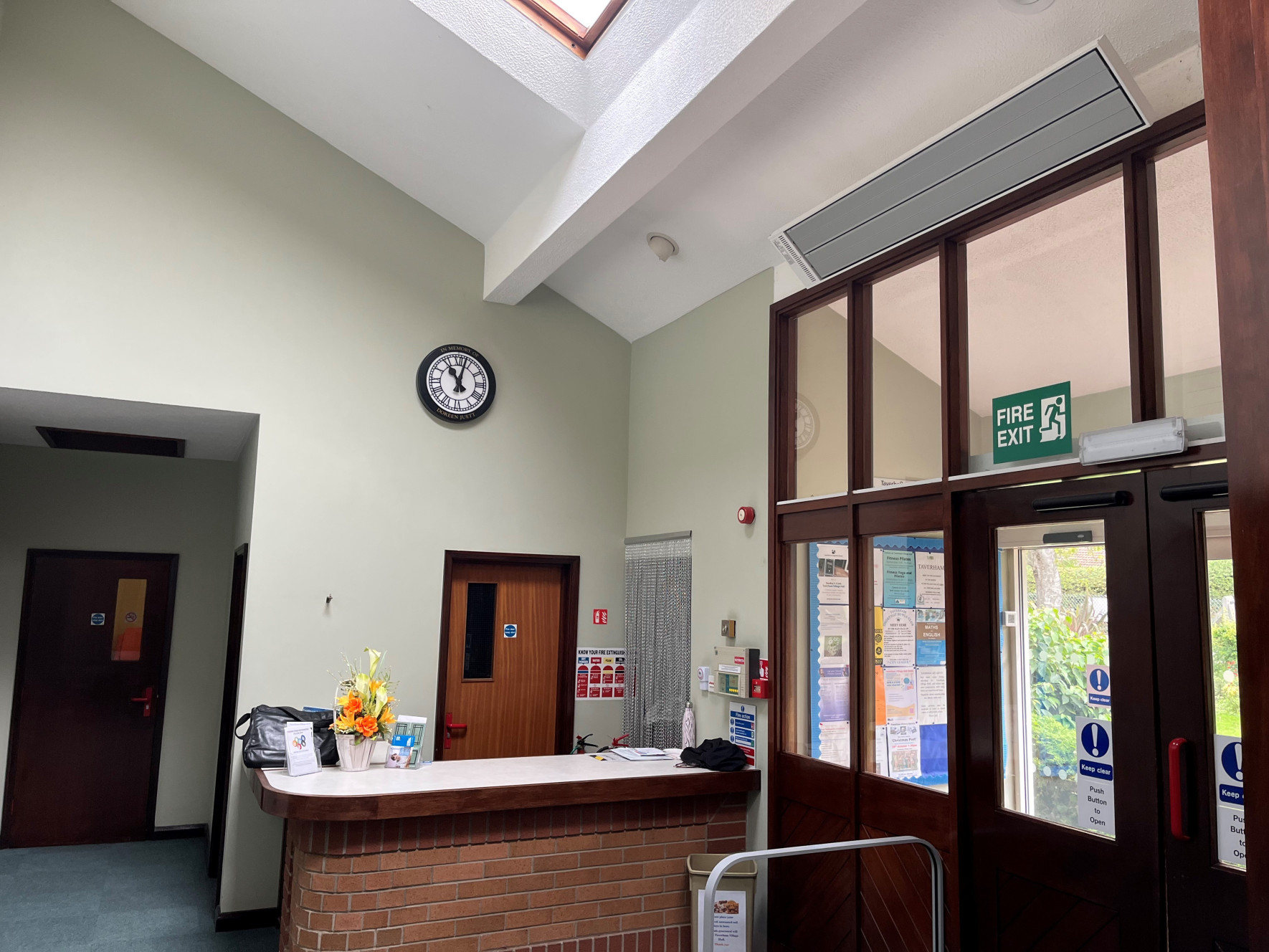 infrared heaters over the entrance